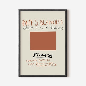 Picasso Exhibition Wall Art Print, Neutral Beige Abstract Vintage Minimalist Gift Idea, Famous Artist Print, Blue Gallery Wall Home Decor