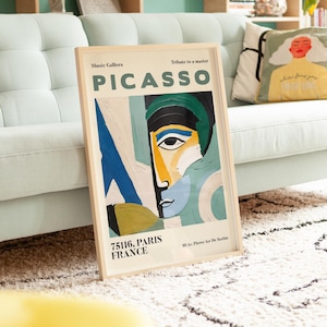 Picasso Tribute Exhibition Poster Print, Vintage Abstract Cubist Wall Art, Paris Museum Inspired Artwork, Modern Gallery Wall Home Decor