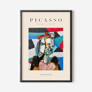 Picasso Wand Kunstdruck, Neutral beige Abstrakt Vintage Minimalistische Geschenkidee, Berühmter Künstler Druck, Blaue Galerie Wand Dekor