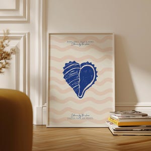 Arte de pared de cabaña costera, impresión de playa tropical, póster de océano de verano, decoración de palmera náutica, regalo estético de pared junto al mar para tu mejor amigo.