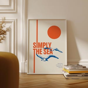 Impresión costera tropical, arte mural playero de verano, póster de palmeras y océano, decoración náutica para el hogar, arte costero para sala de estar, regalo para un amigo