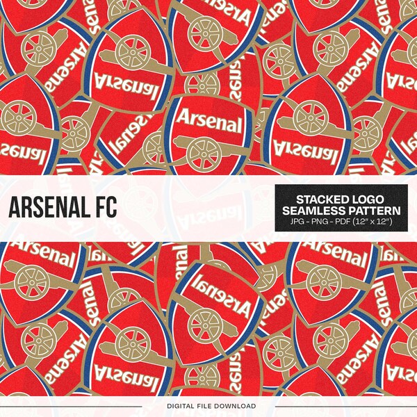 Arsenal FC Stacked Logo Pattern Digital Prints | Wrapping Paper Pack | Seamless Pattern | Football Soccer | Skinny Tumbler Pattern