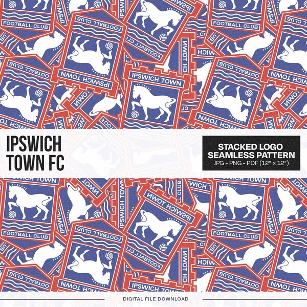 Ipswich Town FC Stacked Logo Pattern Digital Prints | Wrapping Paper Pack | Seamless Pattern | Football Soccer | Skinny Tumbler Pattern