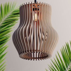Modern Elegant Hanging wooden chandelier lamp shade Pendant light template svg laser cut plywood Digital Download |#127|