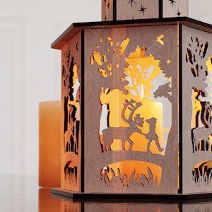 Deer and Girl Lamp Night Light Nature Lantern Decoration Centerpiece Lampshade Table Candle Holder SVG Digital Download |#116|
