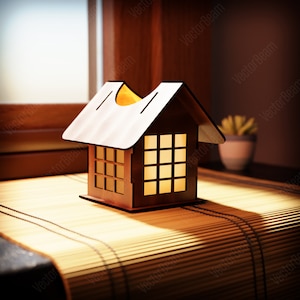 Japanse Theelichtkaars Doos Laser Gesneden Kaarshouder Lamp hout Theelicht Lantaarn Votive Gift | SVG, DXF, AI, eps, pdf |#53|