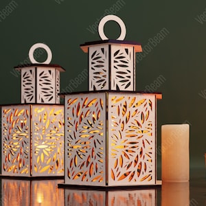 Lantern Lamp Night Light Leafs Lantern Decoration Centerpiece Lampshade Table Candle Holder SVG Digital Download |#117|