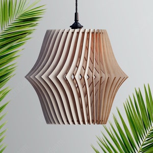 Unique Elegant Hanging wooden chandelier lamp shade Pendant light template svg laser cut plywood Digital Download |#128|