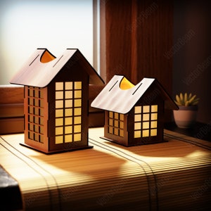 Japanse theelichtdoosjes lasergesneden kandelaar lamp hout theelichtje lantaarn votief cadeau | SVG, DXF, AI, eps, pdf |#52|