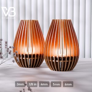 ティーライト キャンドル ホルダー バンドル SVG テンプレート Glowforge 木製キャンドル ホルダー セット SVG ベクター ファイル キャンドルスティック DXF パターン テーブル ランプ レーザー SVG
