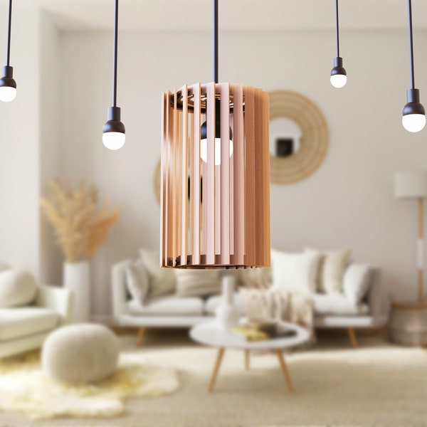 Modern Wood Pendant Light V2 Chandelier Lamp lampshade laser cut plywood | SVG, DXF, AI , eps, pdf |#30|