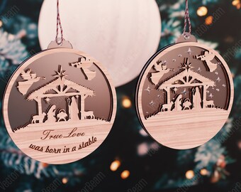 Adornos decorativos de natividad de madera V2 Decoraciones navideñas de madera corte láser svg Cricut Glowforge / SVG, DXF, AI, eps, pdf /#41/