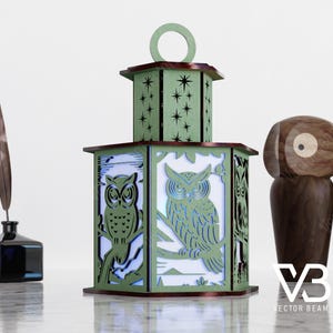 Owl Nature Lamp Night Light Deer Lantern Decoration Centerpiece Lampshade Table Candle Holder SVG Digital Download |#193|