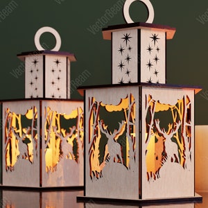 Deer Nature Lamp Night Light Deer Lantern Decoration Centerpiece Lampshade Table Candle Holder SVG Digital Download |#114|