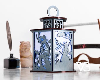 Samurai Nature Lamp Night Light Deer Lantern Decoration Centerpiece Lampshade Table Candle Holder SVG Digital Download |#194|