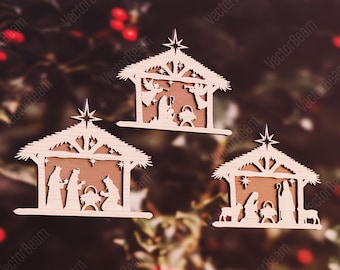 Laser Cut Nativity Scene SVG | Christmas Stable Decoration (Digital Download)