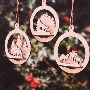 3D Laser Cut Tree Bauble Wood Christmas Ball 3-4mm Round Design Décorations lasercut svg Cricut Glowforge | SVG, DXF, AI, eps, pdf |#43|