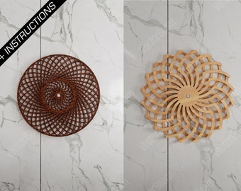 Esculturas cinéticas cortadas con láser y archivos CNC Arte de pared Ilusión Decoración de pared Arte / SVG, DXF, AI, eps, pdf /#80/