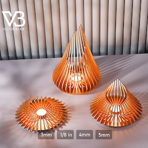 キャンドルホルダー レーザーカット SVG ファイル Glowforge キャンドルホルダー バンドル SVG ベクター テンプレート DXF テーブルランプ ベクター プラン レーザー CNC 木製パターン