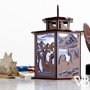 Seals Lantern Candle Holder Night Light Deer Lantern Decoration Centerpiece Lampshade Table Candle Holder SVG Digital Download |#196|