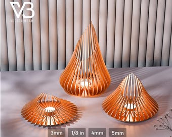 Paquete de portavelas SVG con portavelas, archivo cortado con láser, descarga digital de linterna