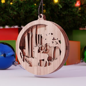 Hirsch Layered Ornament Runde Design Dekorationen lasercut svg Cricut Glowforge | SVG, DXF, AI, eps, pdf |#2|