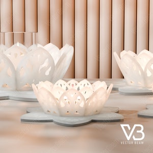 3D-printmodel decoratieve kaarshouder lasergesneden SVG-bestand kandelaar SVG vector DXF tafellamp 3D-printer 3D-model patroon |#172|