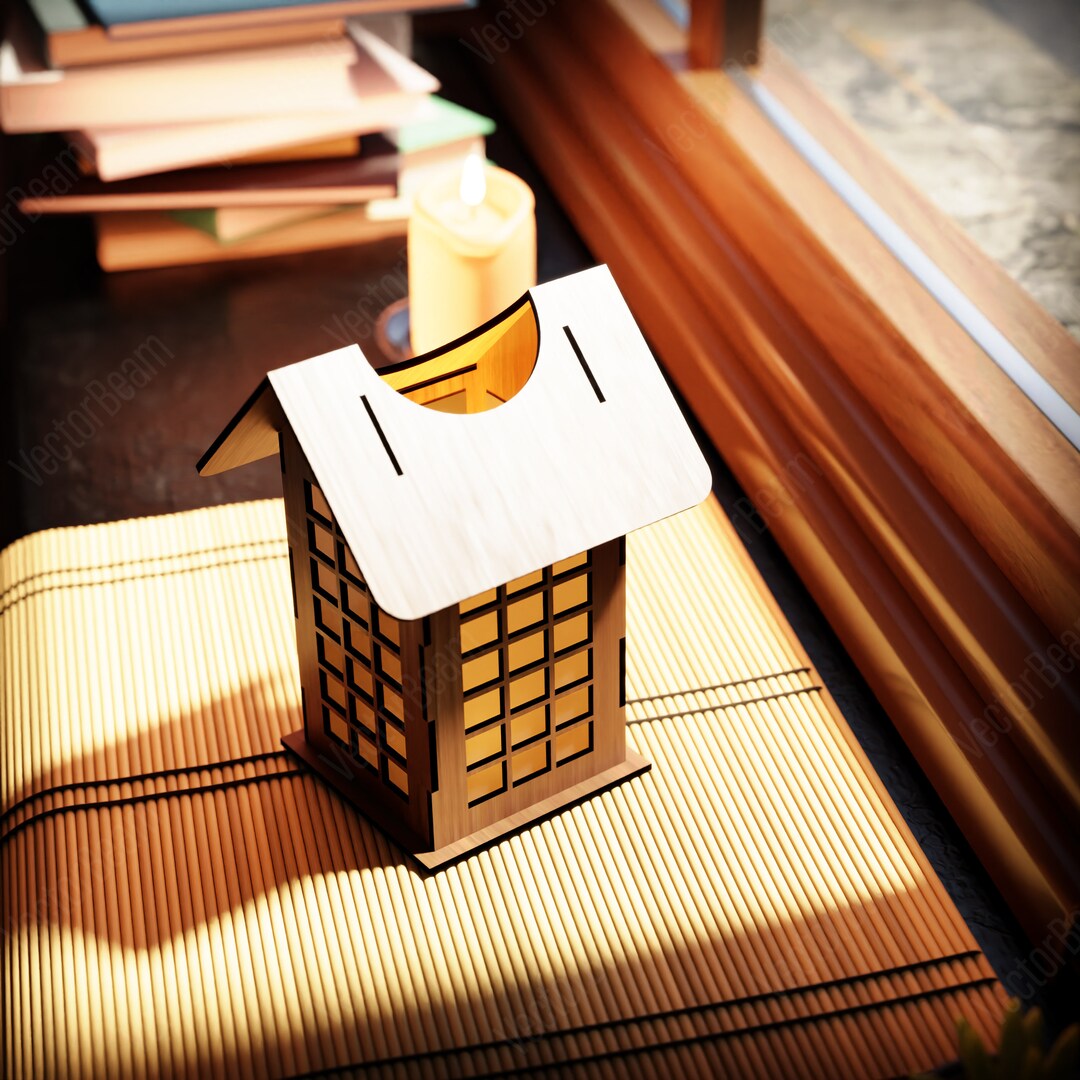 Japanese Tea Light Candle Box Laser Cut Candle Holder Lamp Wood Tea Light Lantern Votive Gift