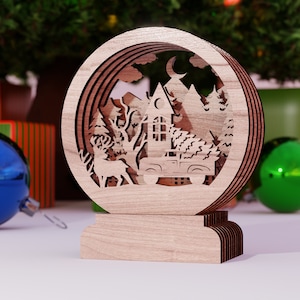 Decorazione natalizia in legno a forma di palla / File per taglio laser (svg, dxf, ai, eps, pdf)