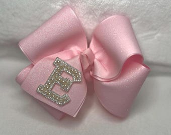 Personalized Shimmer Boutique Bow – Custom Initial Hair Bow for Girls, Baby & Toddler Gift, Monogram Bow A-Z