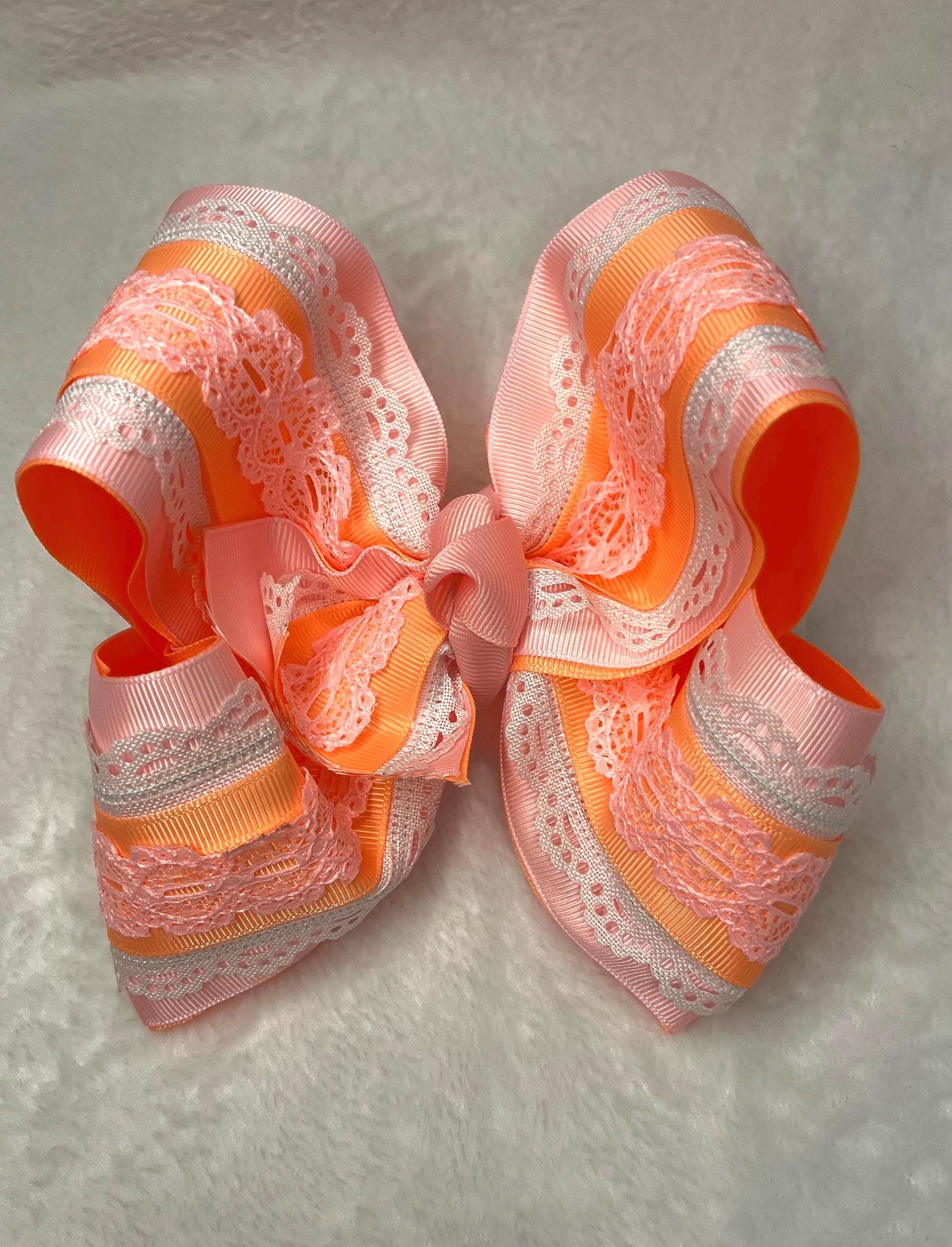 Handmade Boutique Baby Bow/ Large Boutique Bow/ Unqiue Baby Bow/ Made Out of High Quality Grosgrain & Lace/ Signature Bow/ Texas Big Bow