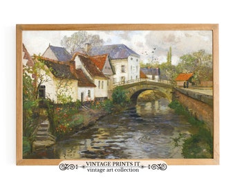 Rustic European Village Print | Vintage Country Painting | Vintage Prints EN | PRINTABLE Digital Art | 145