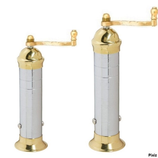 Set of 2 pieces/Salt and Pepper Mill, Salt and Pepper Grinders, Salt Mill 8"/9" Pepper Mill 8"/9"-Premium Quality.bicolor