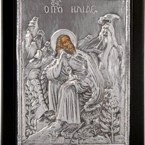 Ícone sagrado tradicional/religioso em prata 925, Profeta Elias, grande Profeta, Monte Tabor/Melhor presente de Natal em prata 925