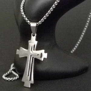Stainless Steel Cross Charm Pendant Necklace,Men&#39;s Necklace Hypoallergenic,High Quality,Jewelry Women&#39;s,Men&#39;s Charm Jewelry,Valentine Gift