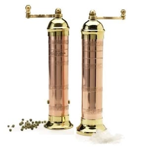Salt and Pepper Mill Set,Brass copper Salt and Pepper Mills,Salt and Pepper Grinders,Salt Mill 9&quot; Pepper Mill 8&quot;
