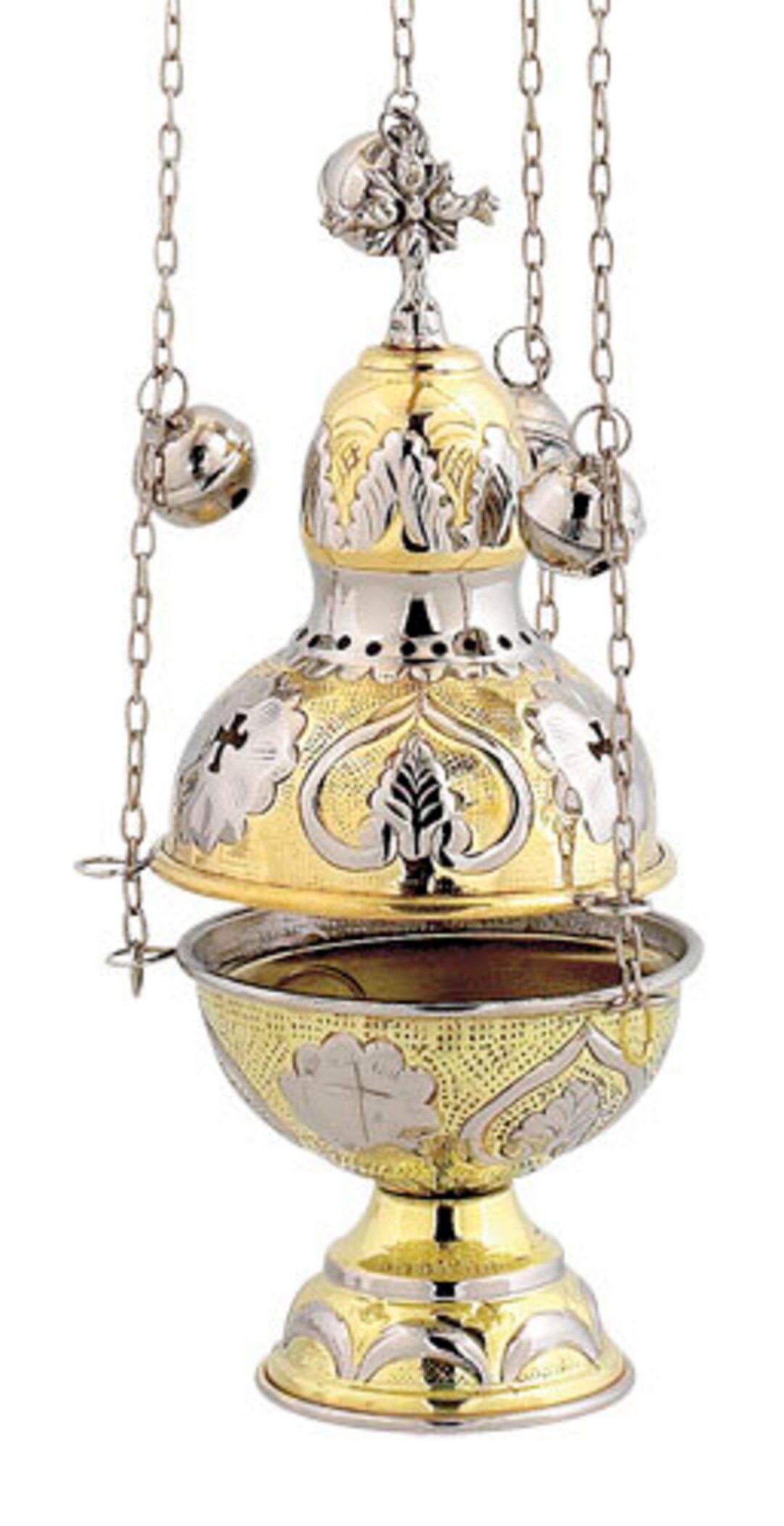 Gold Church Incense Burner With Chains, New Censer, Vessels for Priest