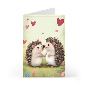 Simpatica cartolina d'auguri per coppia di ricci, messaggio personale per lui/lei