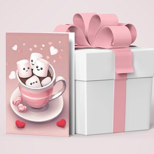 かわいいマシュマロ グリーティングカード 記念日 バレンタインデー 特別な人への思い出カード 彼または彼女へ コーヒーカップ マグカップ