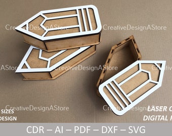 Pencil Box with Lid Laser Cut File SVG Template DXF with 1 Design in 4 Sizes as Chocolate Box For Laser Cutting Gift Box as Teachers Gift