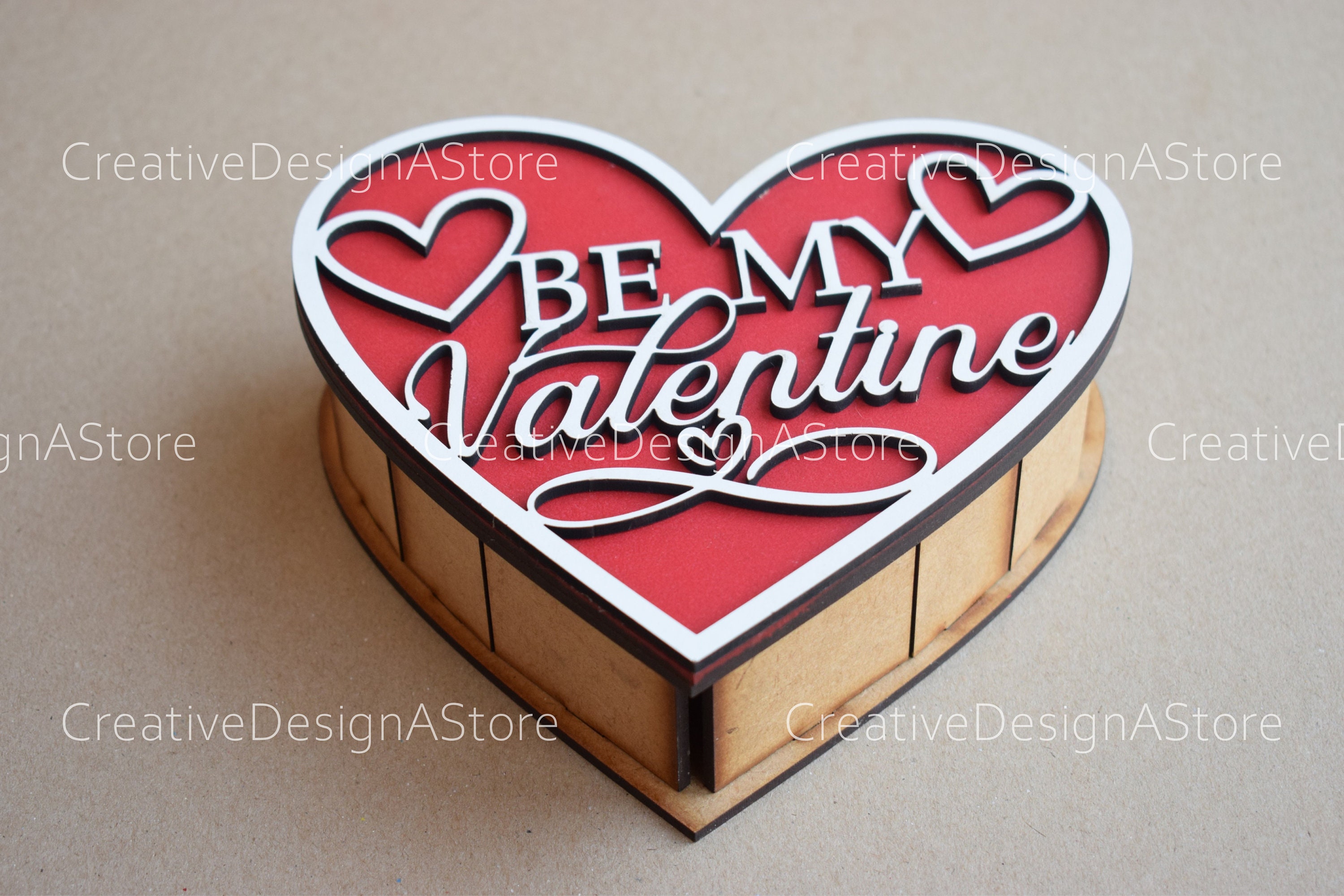 Heart Shaped Box With Be My Valentine Design Cutout Digital File ...