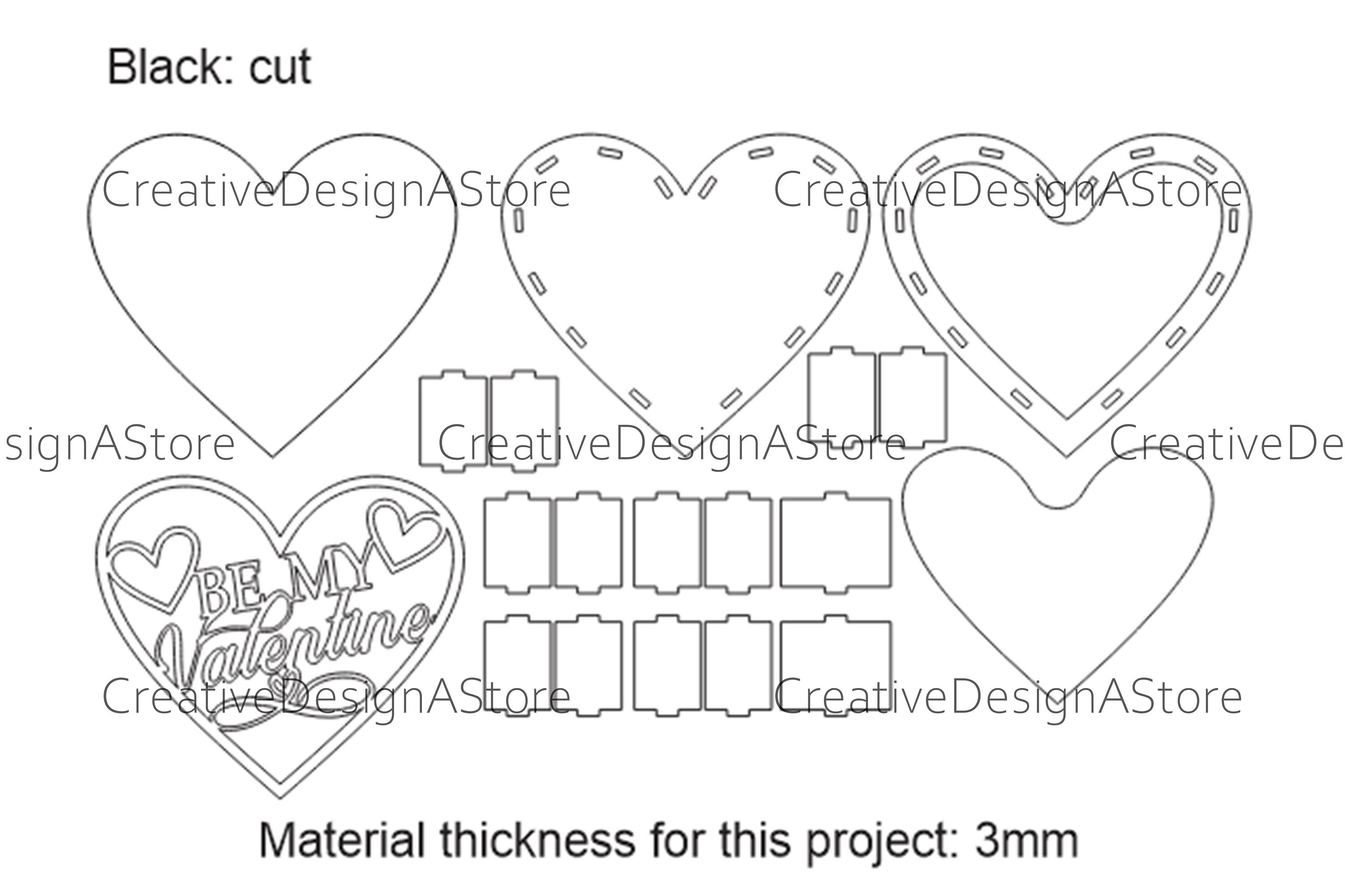 Heart Shaped Box With Be My Valentine Design Cutout Digital File ...