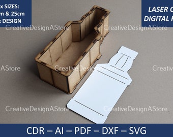 Bottle Shaped Gift Box Laser File Template Fathers Day SVG File in 3 Sizes and 2 Depths DXF File Birthday Gift Anniversary Gift Plain Design