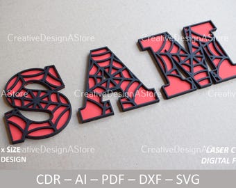 Spider Web Alphabet Laser File Template | SVG Bundle | Halloween Letters | Files for Cricut | A - Z | Party Decor | Instant Digital Download