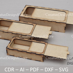 Schieber-Box Rechteck Laser Cut Datei Vorlage SVG DXF Datei für Geburtstag, Weihnachtsgeschenke Schokolade oder Blumenbox 5 Größen 1 Design