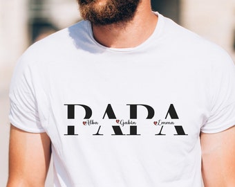 Papa-T-Shirt mit Kindernamen, personalisiertes Papa-T-Shirt, Papa-Geburtstagsgeschenk, Papa-Geschenk, Vatertag
