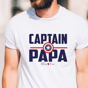 Dad t-shirt with children's names, personalized dad t-shirt, dad birthday gift Dad father's day gift captain dad heart