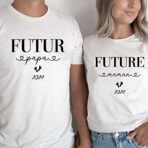 Pregnancy Announcement Personalized Couple T-shirt Future Mom Future Dad Cousin Aunt Mom Sister France