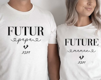 Pregnancy Announcement Personalized Couple T-shirt Future Mom Future Dad Cousin Aunt Mom Sister France