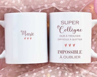 Mug personnalisé prénom en cadeau original fait main pour votre super collègue cadeau personnalisé cadeau minimaliste personnalisé